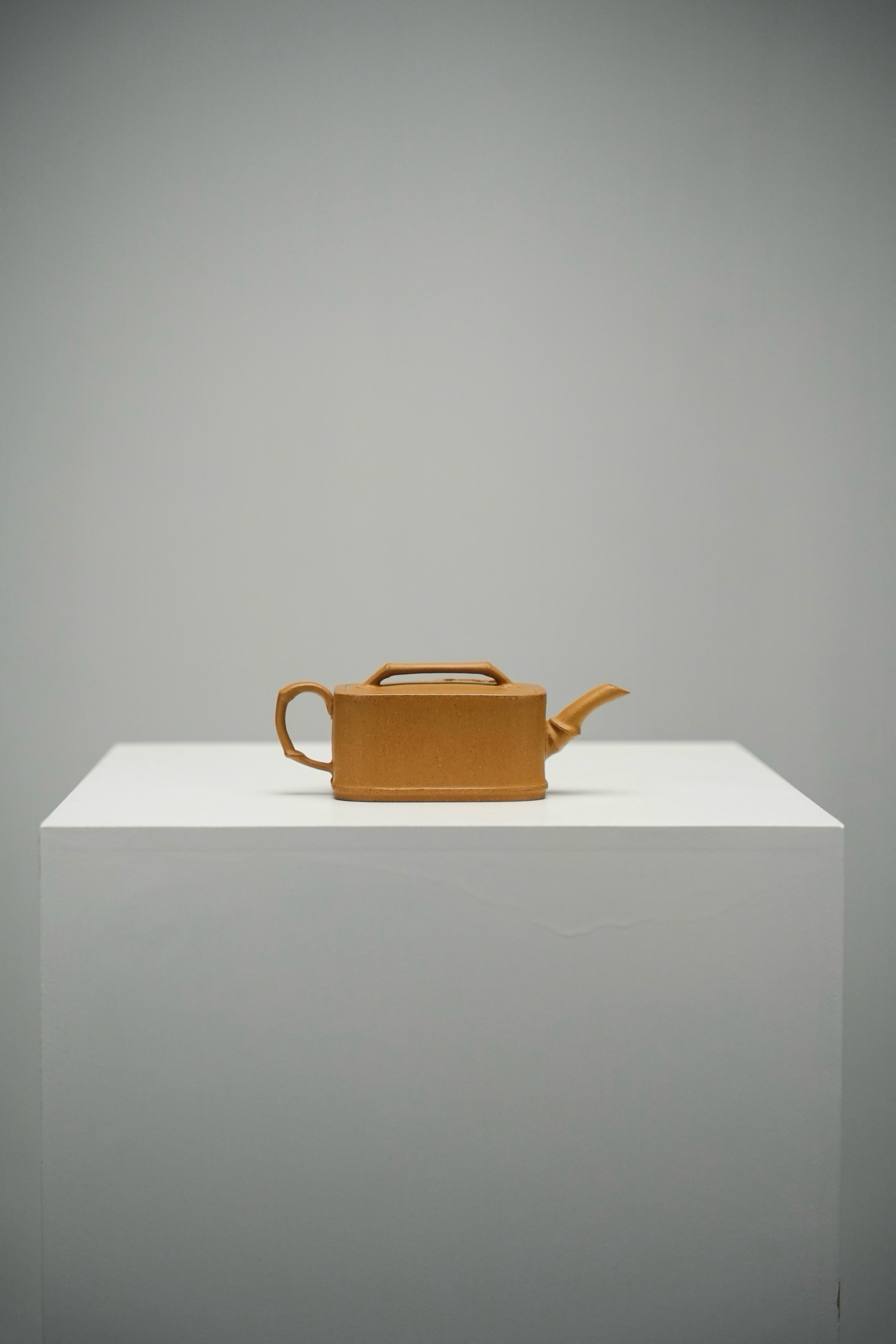 景和方竹·薄胎把玩·160cc宜興紫砂壺极品黄金段泥色古朴型体取竹节婉约